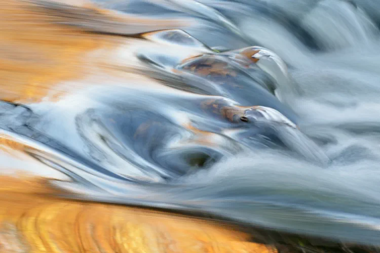 close-up of light on flowing water