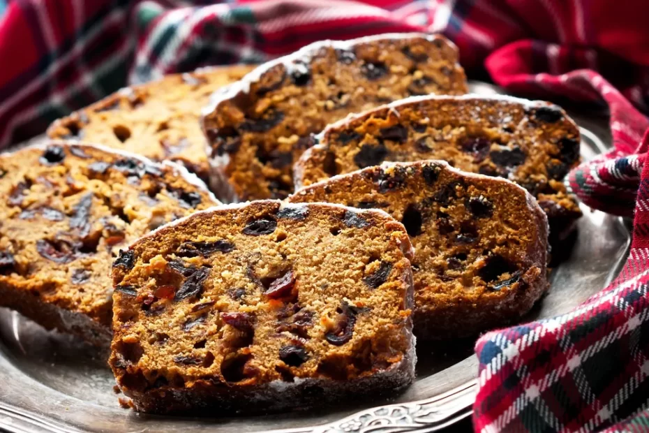 slices of fruitcake with nuts