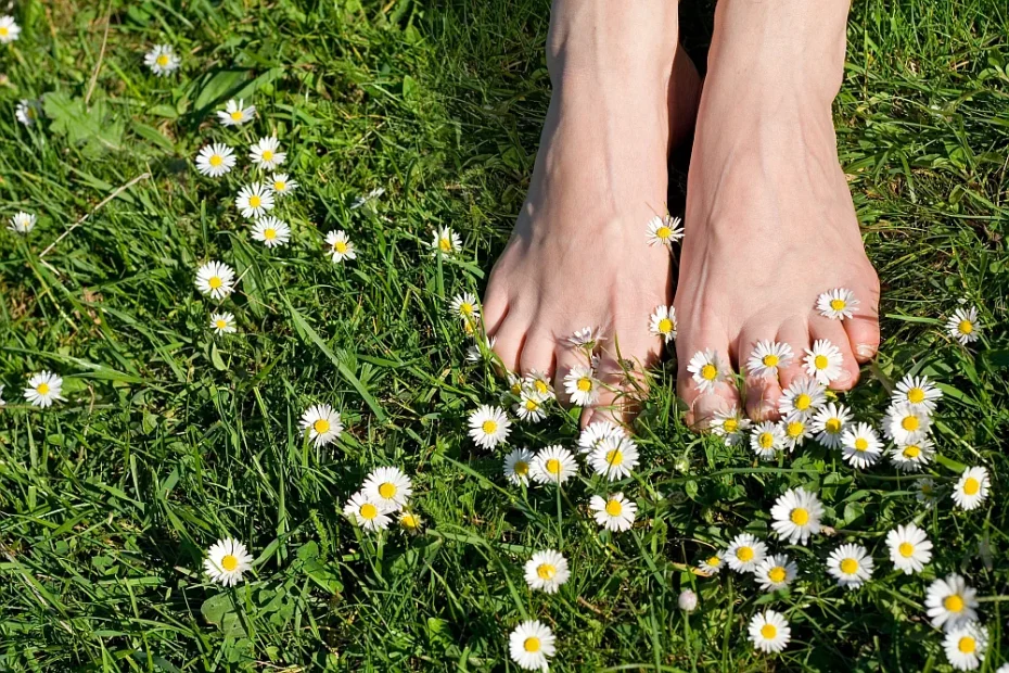 bare feet and flowers